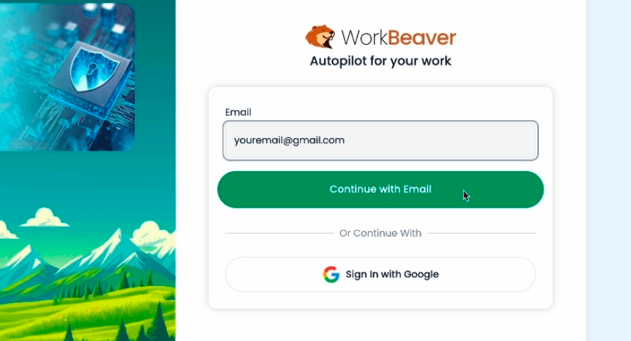 Sign in or sign up to start using WorkBeaver