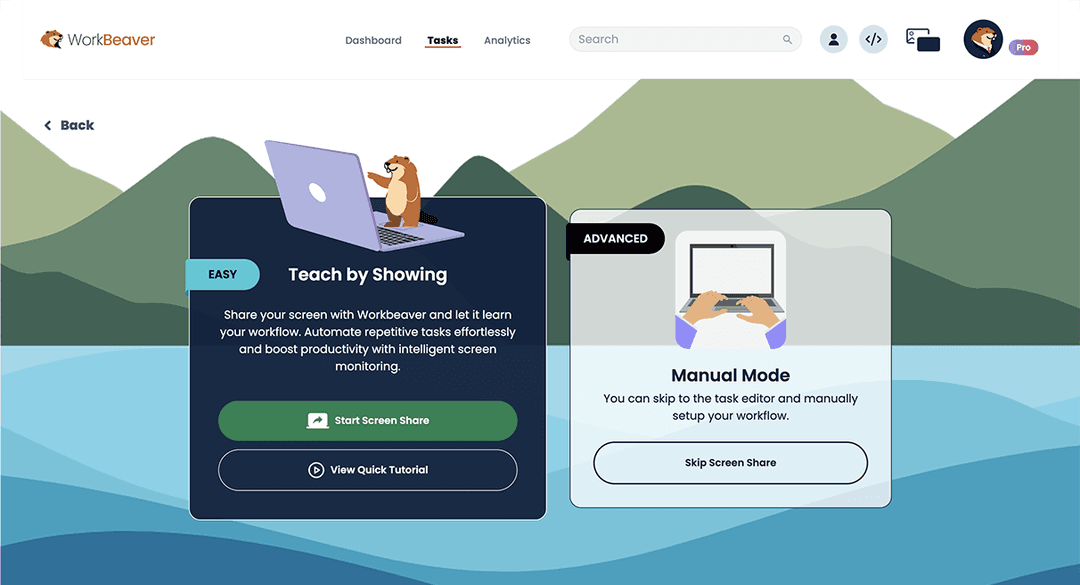 Share your screen with WorkBeaver AI