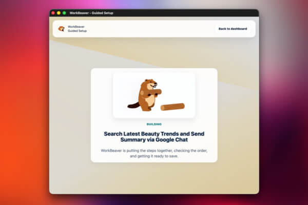 WorkBeaver completed task results screen